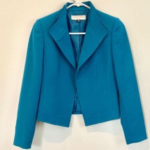 Tahari A Levin Mid Blue Open Front Form Fitted Jacket